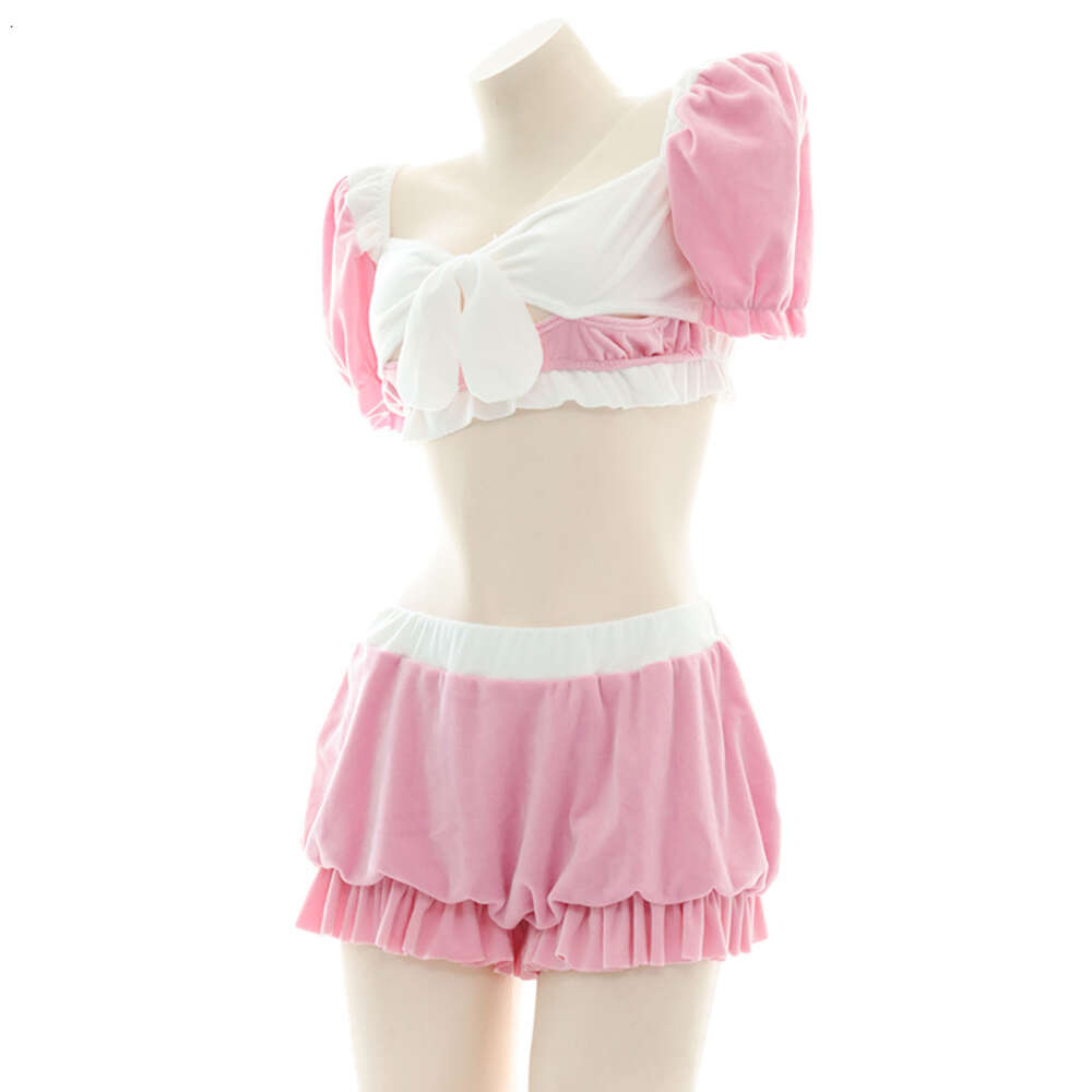 Ani 2022 pama festa menina anime lolita bonito pelúcia pijamas unifrom feminino kawaii rosa empregada lingerie roupa cosplay traje