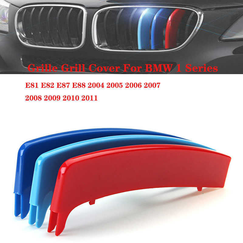 New 3D Sport M Style Color Grille Grill Cover Clip Trim For BMW 1 Series E81 E82 E87 E88 2004 2005 2006 2007 2008 2009 2010 2011