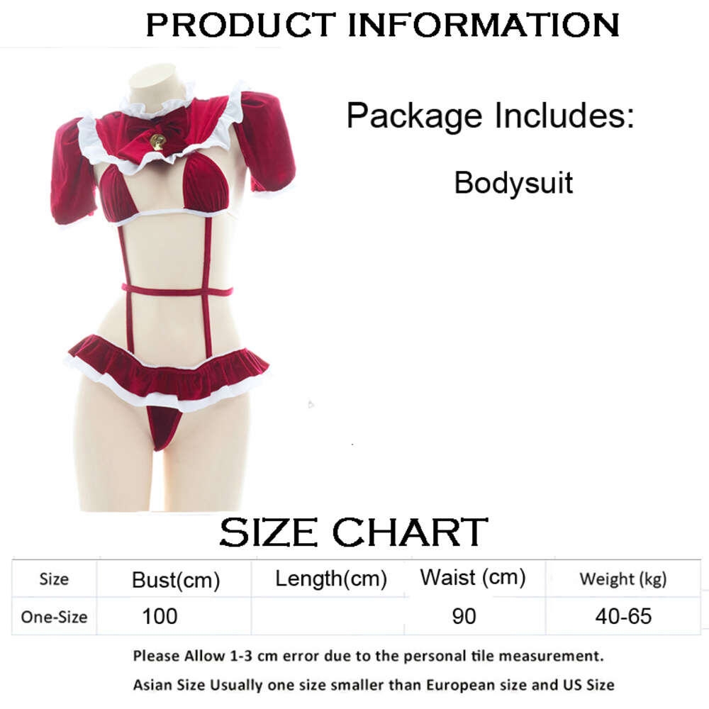 Ani Anime Lolita Girl Christmas Eve Bell Red Bodysuit Swimsuit Costume Women Sexy Xmas Sleepwear Pamas Cosplay