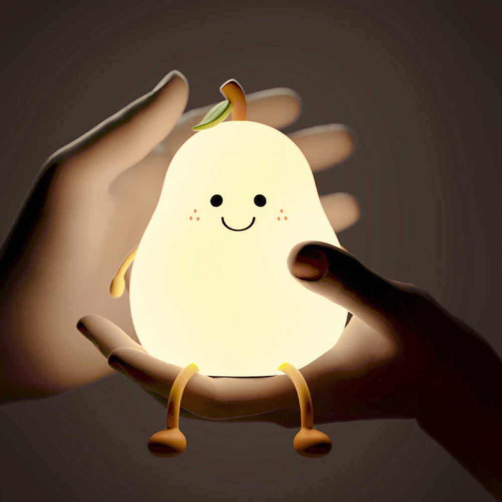 Nattlampor Touch Sensor LED Night Light Pear Shaped RGB 5V USB uppladdningsbara sovrumslampor Bedside Decoration Light for Child Gift P230331