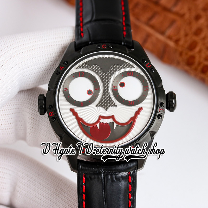 TWF V4S Japon NH35A Montre automatique pour homme Konstantin Chaykin Phase de lune Halloween Vampire Joker Cadran DLC Boîtier noir Cravate rouge Bracelet en cuir Montres super éternité