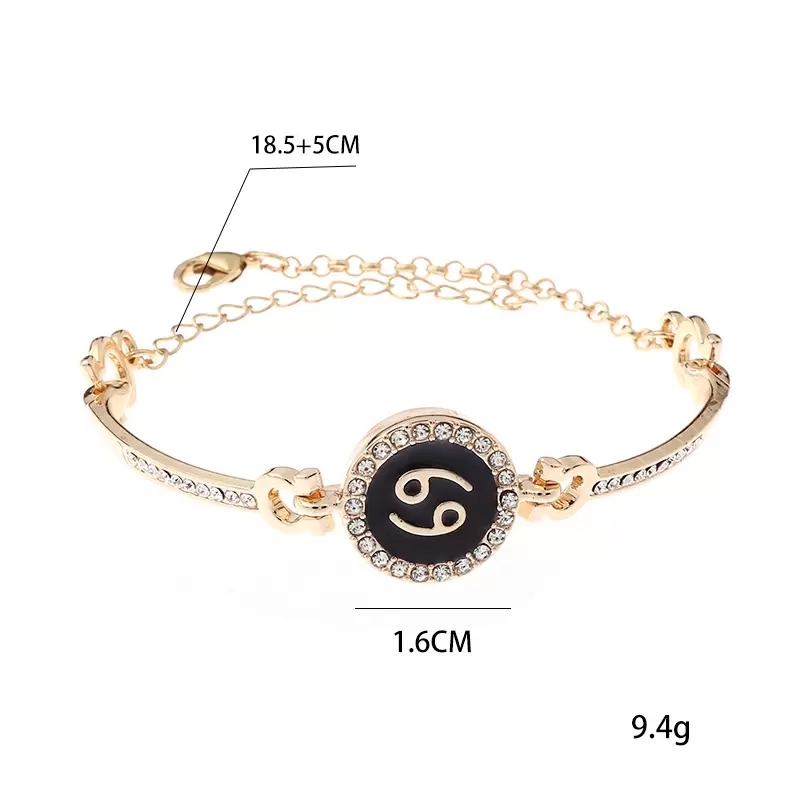 Elegante braccialetto con 12 oroscopi donne Bracciale con segni zodiacali Braccialetti con costellazioni di cristallo placcati in oro 18 carati Bracciale con zodiaco / Ariete / Sagittario / Vergine / Gioielli