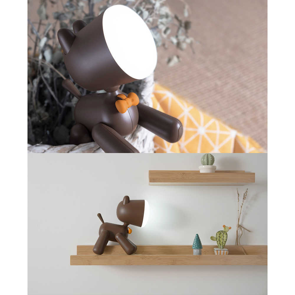 Luci notturne Cucciolo creativo Luce notturna Camera da letto Casa con luce da letto Gli studenti dei cartoni animati imparano Lampade da tavolo a LED ricaricabili P230331