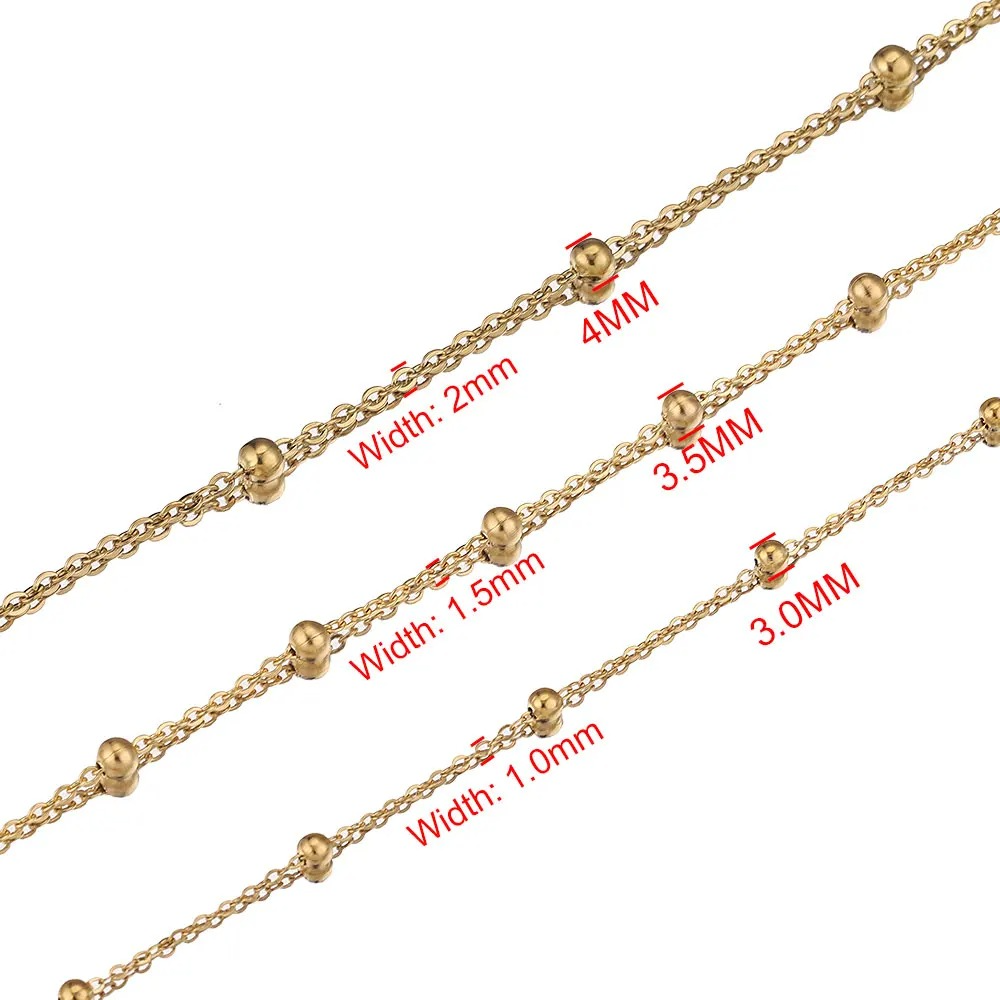 2M Stainless Steel Beaded Ball Cable Rolo Chains Bulk Plating Gold Chain for Jewelry Making Supplies Necklace Wholesale Items Jewelry MakingJewelry Findings