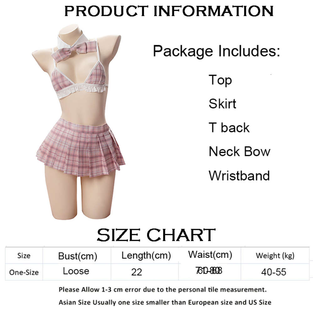 Ani Japanese School Student Uniform Costumes Cosplay Peach Girl Sexy Pink Plaid Erotic Pamas Lingerie Outfit Set cosplay
