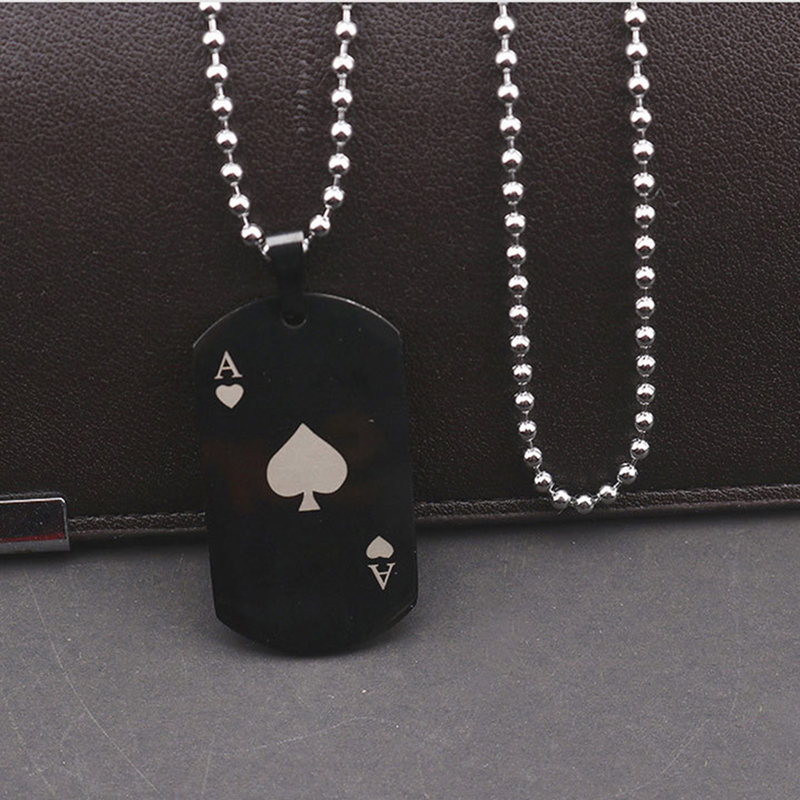 Collier pendentif carte à jouer créative en acier inoxydable, marque militaire, accessoires de mode