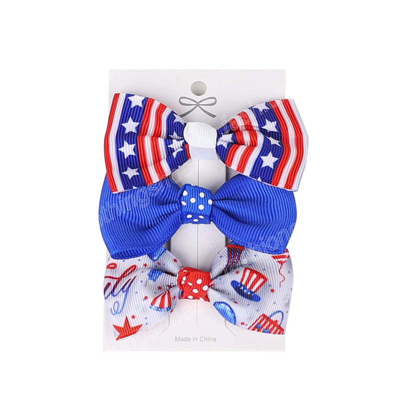 Haarschleifen für Mädchen, Haarspange, 4. Juli, Unabhängigkeitstag, Schleife, Haarnadeln, Sternstreifen, USA-Flagge, patriotischer Haarschmuck, 3 Stück