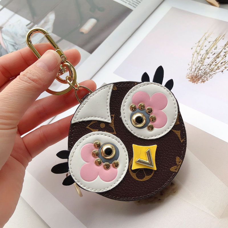 Owl Keychains Designer Animal Fur Chick Car Keyring Chain Charms Leather Coin Cards Keys Holder Purse dragkedja Pocket Bag Pendant No Box