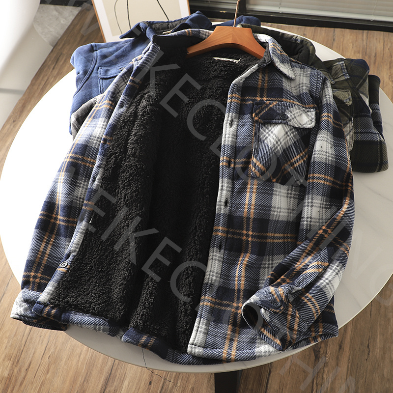 سترة كوخ غير رسمية سترة مبطن Donna Hemd Fleece Sherpa Jacket Femme Maillard Plaid Warm مع معطف مع جيب التنفس بانتظام محصول خارجية