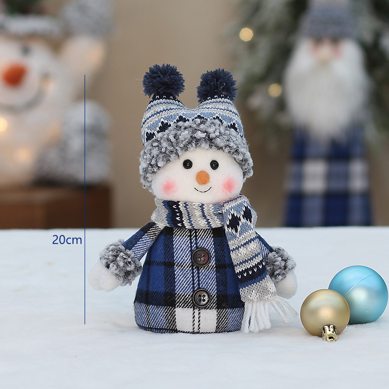 Juldekoration Ny blå trasa Snowman Figur Swing Ski Doll Holiday Decorations Supplies