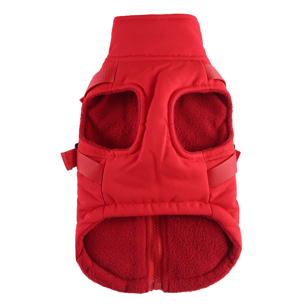 Dog Trench Coat,Pet's Chest-Back Dog Clothes Zipper Jacket with Harness Winter ,Pet Dog Winter Clothing for Small Medium Largre Dogs,Red