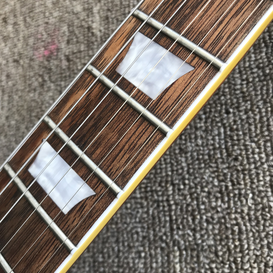 Custom Shop, fabriqué en Chine, guitare électrique de haute qualité, guitare marron, matériel chromé, reliure de frettes, livraison gratuite