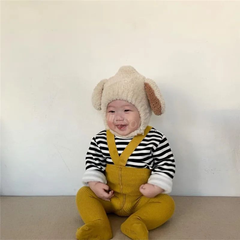 Chapéu bonito do bebê outono inverno orelhas de coelho macio pelúcia quente orelha boné crianças meninos meninas gorros cor sólida earflap chapéu de856