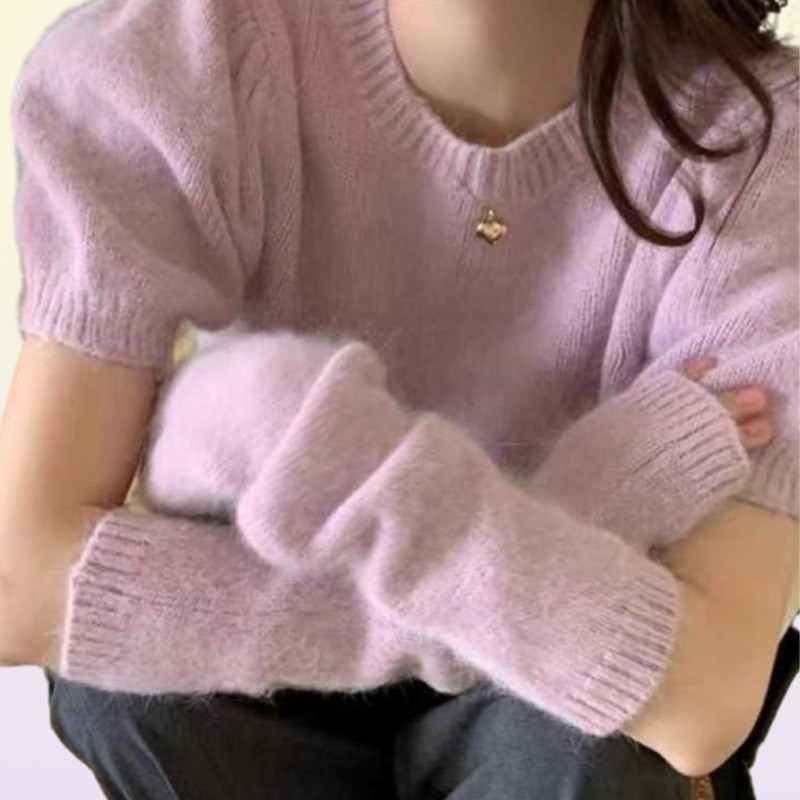 Swetry damskie HSA seksowne ramię Sweter Kobiety dzianinowe pullover szczupły rękawy dzianiny o długim rękawie miękkie pulovery SWEATERW7727334