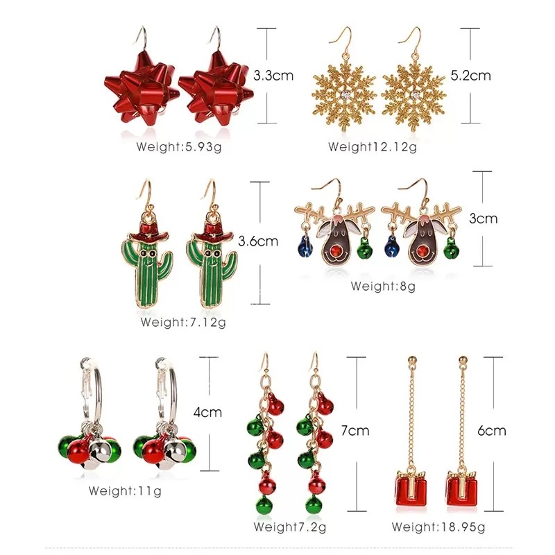 Cadeau de noël gland boucles d'oreilles fête faveur dessin animé flocon de neige wapiti pendentif boucles d'oreilles mode bijoux accessoires