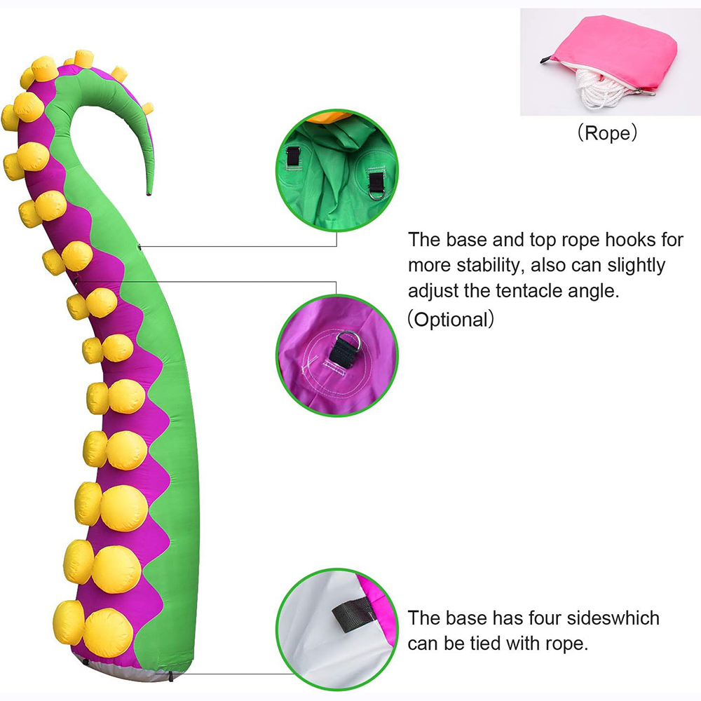 Tentacule de poulpe gonflable de 3 à 7 mètres de haut, Tube de calmar violet, jouet océan, accessoire décoratif de construction avec souffleur, livraison gratuite