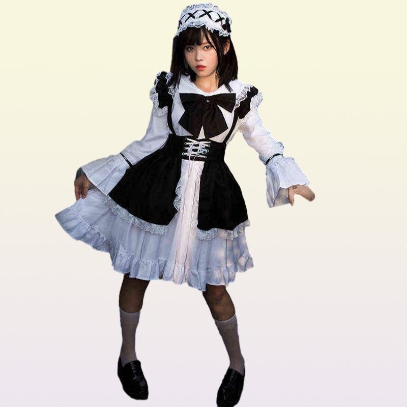 Anime kostümleri kadın hizmetçi kıyafeti anime lolita elbise sevimli erkekler cafe cosplay l2208028180683