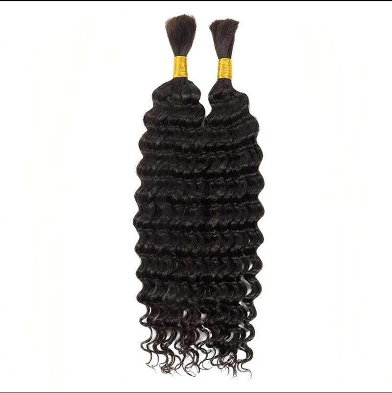 Micro Braiding Hair Human Virgin Hair Hair Bulk Deep Wave No Weft Human Hair Warkocze przedłużenie do zaplatania 3 sztuki / partii