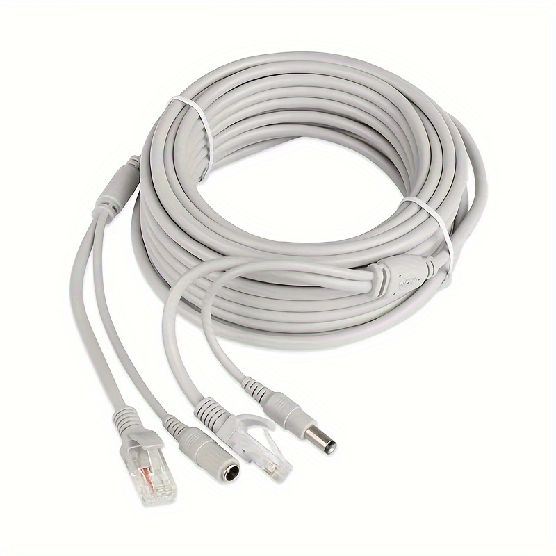 5M/10M Ethernet Lan Cable CAT5/CAT-5e RJ45 + DC Power Gray Cables for IP Network Camera NVR CCTV System