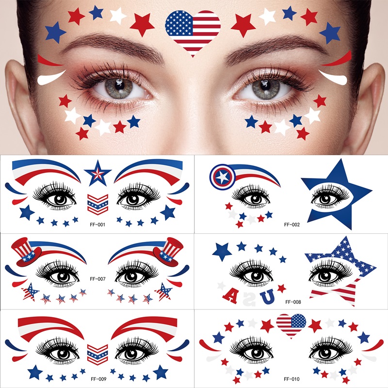 4. Juli Temporäre Tattoos Amerikanische Flagge Rot Weiß und Blau PatrioticTattoos Aufkleber Independence Memorial Day Decortions