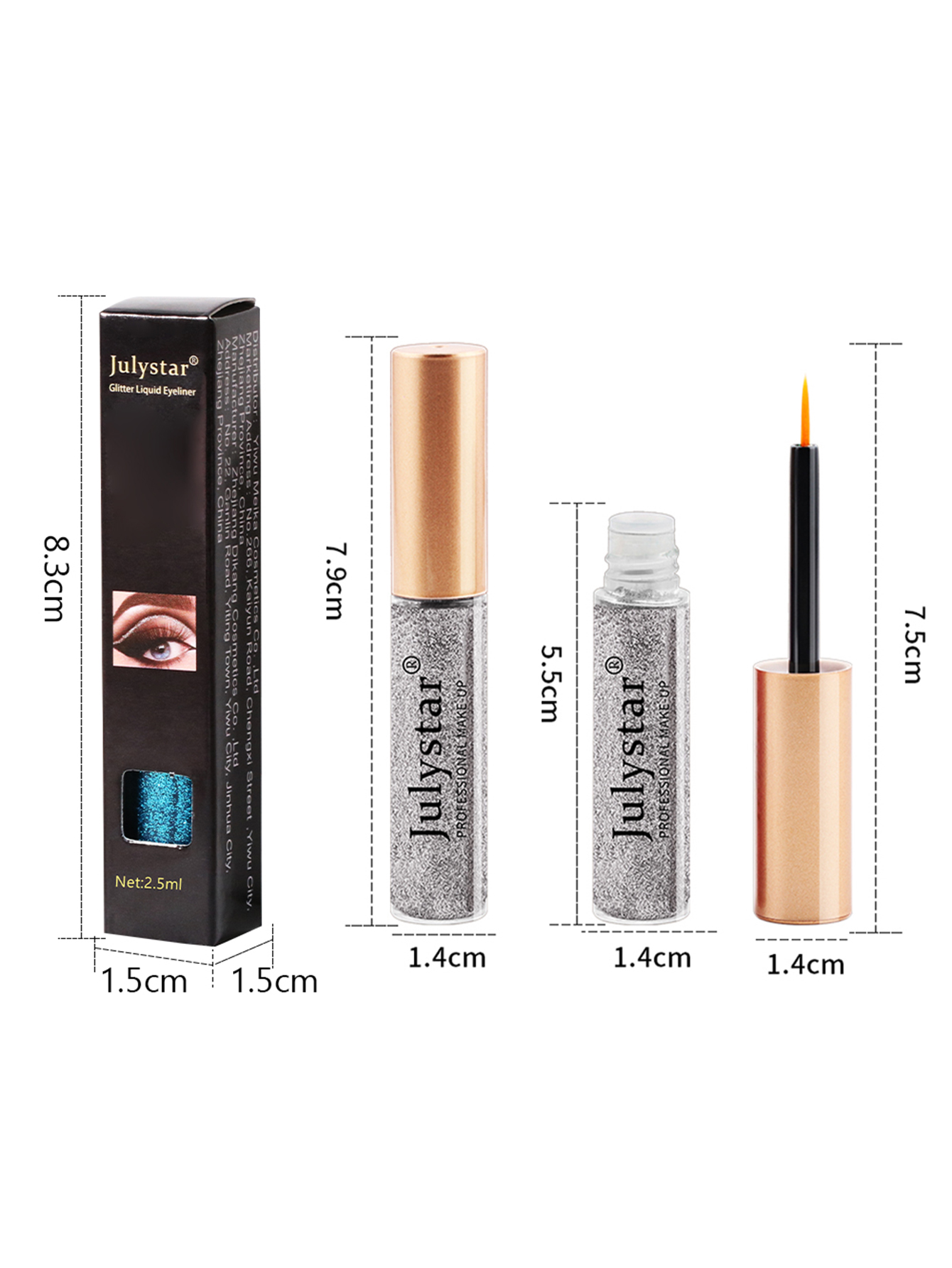 Julystar Six Colors Eyeliner liquido Pastello Matita eyeliner colorato Eyeliner perla Commercio estero Liquido Impermeabile e resistente all'olio Ombretto liquido all'ingrosso