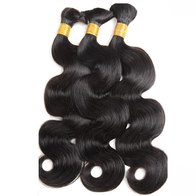 Micro Braiding Hair Human Virgin Hair Bulk Deep Wave No Weft Human Hair Braids Extension för flätning 3 stycken / parti