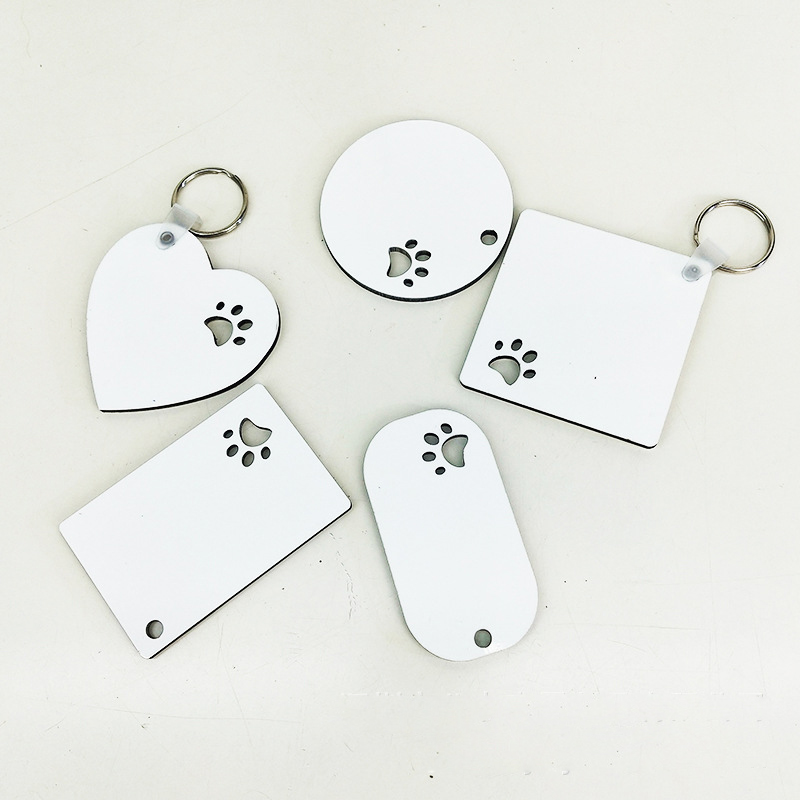 10 pièces sac accessoires Sublimation bricolage blanc blanc MDF évider patte porte-clés étiquette