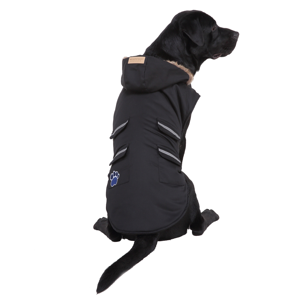 Striscia Riflettente con Giacca Costume Cane Tuta da Neve Invernale Vestiti Cani Abiti Invernali Abbigliamento Vestiti Cani Abiti Feste Animali Domestici,Black