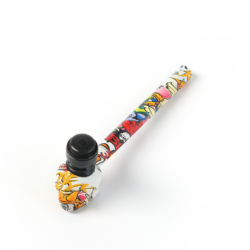 Smoking Pipe Zinc alloy pipe, multi-color personalized skull head, floral glass cigarette rod
