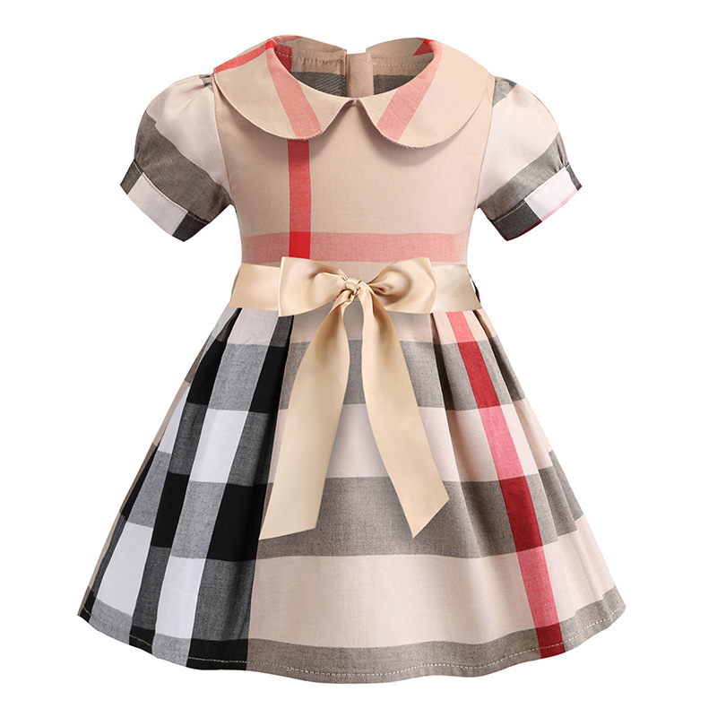 Baby Girl Dress Summer Girls Sleeveless Dress Cotton Baby Babies Big Plaid Bow Dresses Multi Colors Gratis frakt