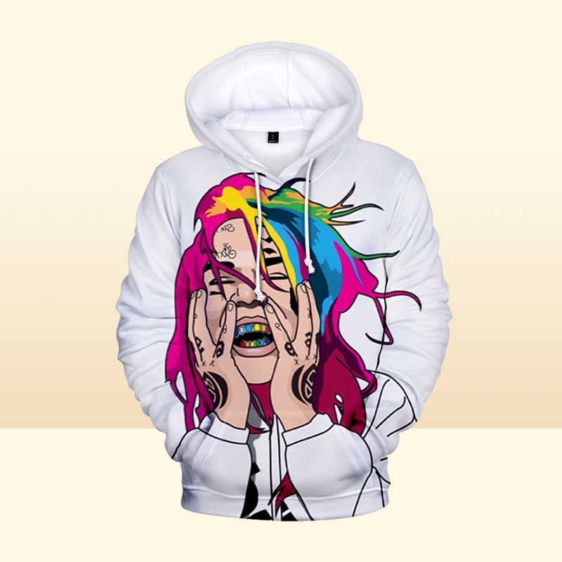 新しいラッパーTekashi69 6ix9ine Tekashi 69 3D Print Womenmen Hoodies Sweatshirts Harajukuカジュアルプルオーバーフード付きジャケット服3845853182969