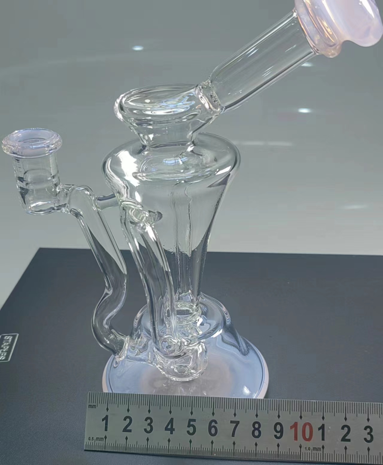 Ash Catcher Shisha Hookahs 2023 Högsta kvalitet Ljusblå rökt silverhjul REFLOW OLJE RIG BUBBLE BONG HOOFAH VATTEN BONGS TORNADO DAB BOWL Anpassning