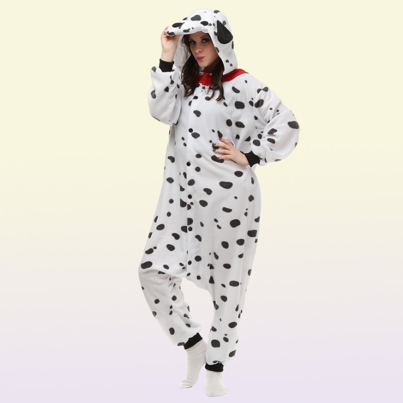 Dalmatian Dog Women039s and Men039s Animal Kigurumi Polar Fleece Costume for Halloween Carnival New Year Party welcome Drop 5196939