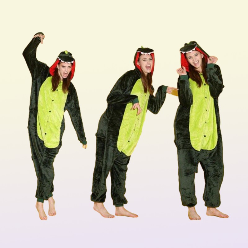 Dierkostuums goud grijs roze groene dinosaurus onesie pyjama's kigurumi jumpsuit hoodies slaapkleding voor volwassenen hele orde1581605