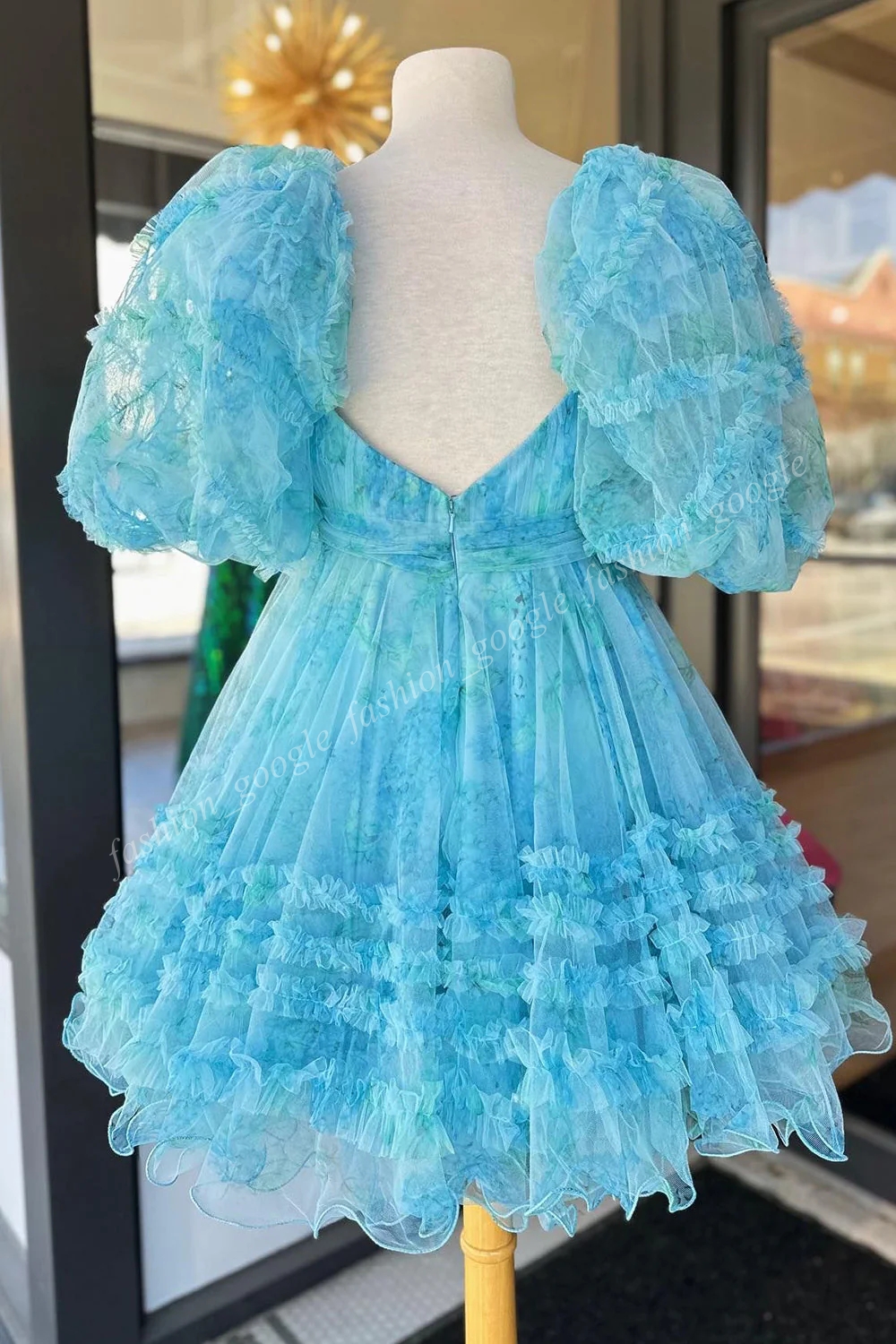 Bloemen chiffon schoolgalajurk 2k24 ballonmouwen ruches rok babydoll preteen dame optocht winter formele avond cocktailparty hoco gala afstudeerjurk