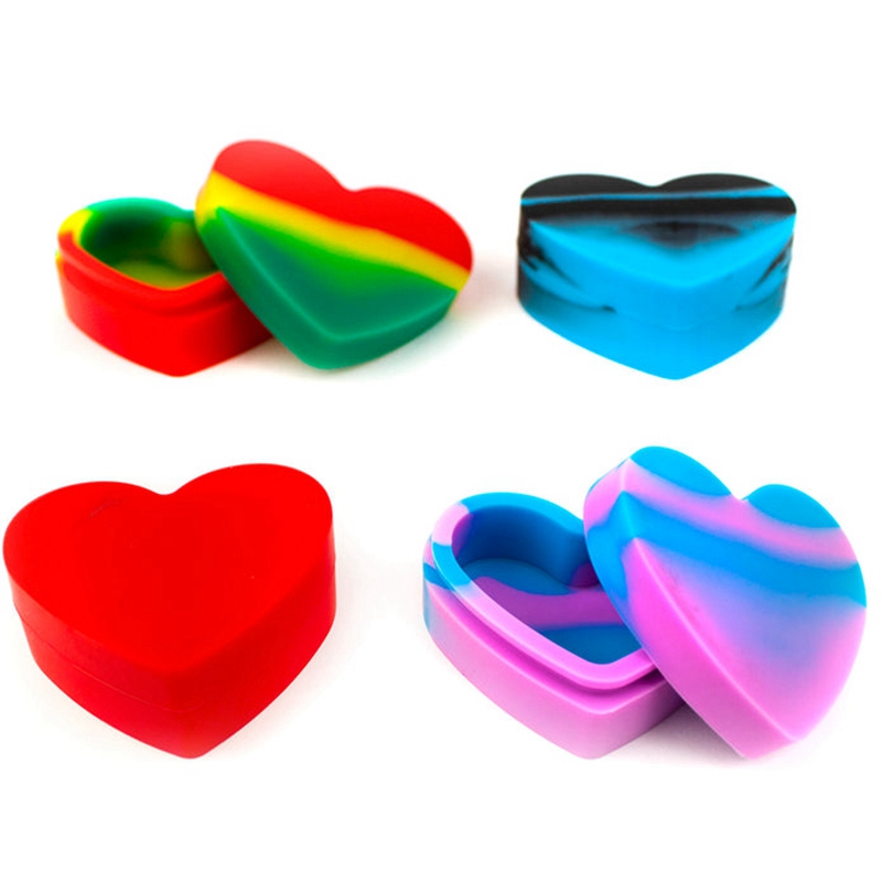 17ML Fumer Coloré Silicone Herbe Sèche Tabac Pilule Cire Huile Rigs Boîte De Rangement Style D'amour Poche Stash Cas Portable Waterpipe Bubbler Porte-Cigarette DHL