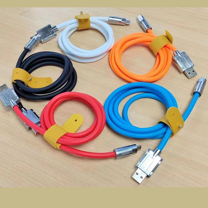 USB Charger Cable Type-C 120W 6A Data Cables Cord for Xiaomi Huawei Samsung Super Fast Charge Silicone Aluminum Alloy USB Line