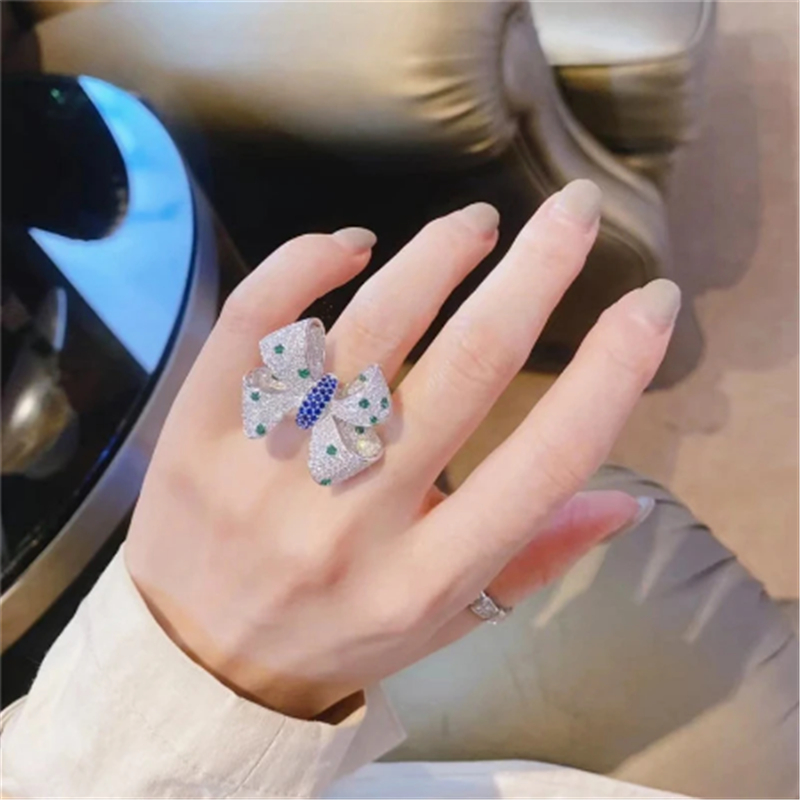 Charm Butterfly Zircon Ring White Gold Filled Engagement Wedding band Rings for Women Bridal Promise Jewelry Gift