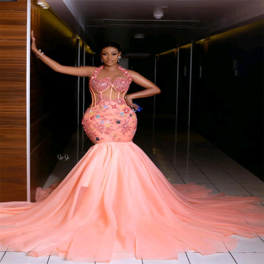 Ноябрь 2023 года Aso Ebi, арабское розовое платье русалки для выпускного вечера, украшенное бисером и кристаллами, вечерняя официальная вечеринка, второй прием, день рождения, помолвочное платье, платья Robe De Soiree ZJ343