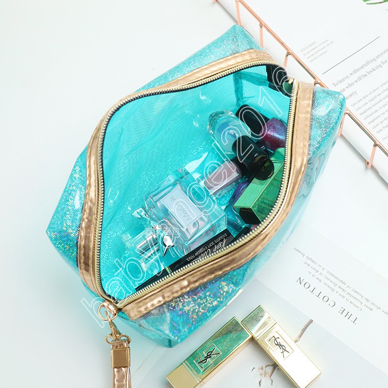 透明な化粧品バッグ、旅行用のジッパー付きの透明なPVCトラベルポーチメイクアップバッグ