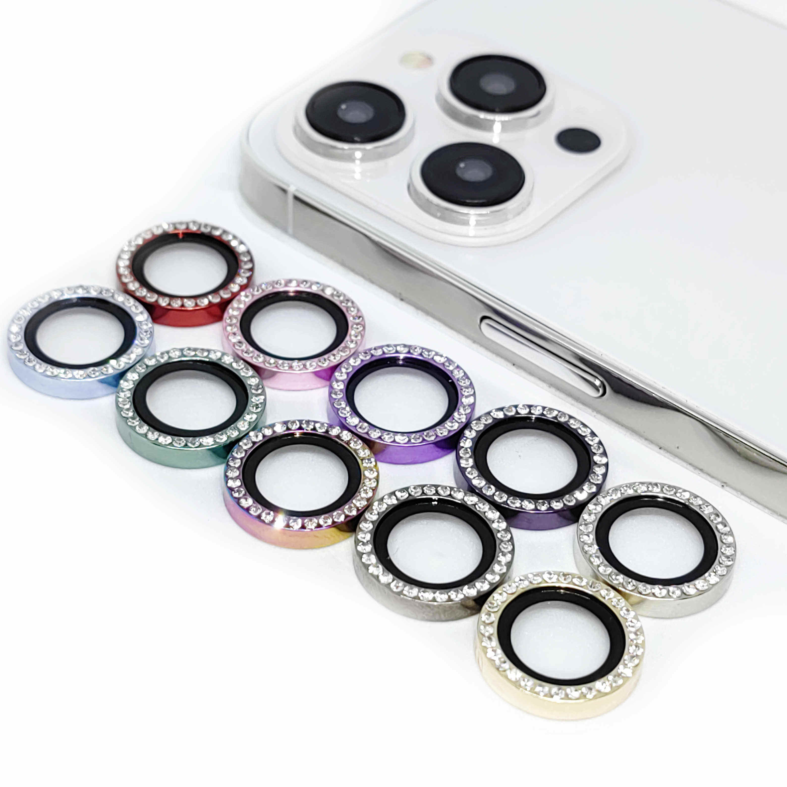 Copriobiettivo in alluminio Eagle Eye Diamond Metal Copriobiettivo fotocamera con glitter di lusso iPhone 14 Pro Max 13 12 11 PRO MINI