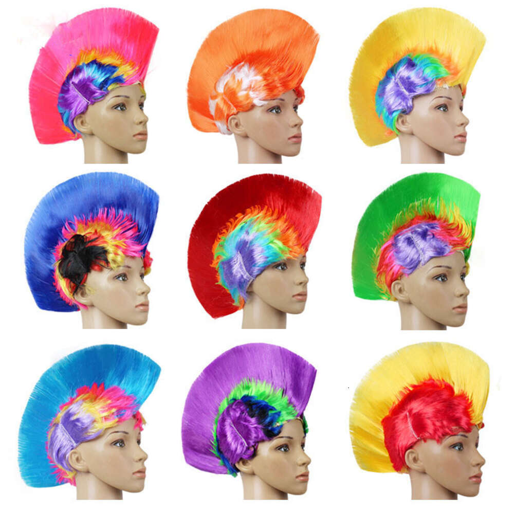 Perruque de carnaval Cosplay, accessoires de chapeau de cheveux amusants pour fête d'anniversaire, coiffure de danse pour Fans de Clown, couvre-chef primitif Disco autochtone