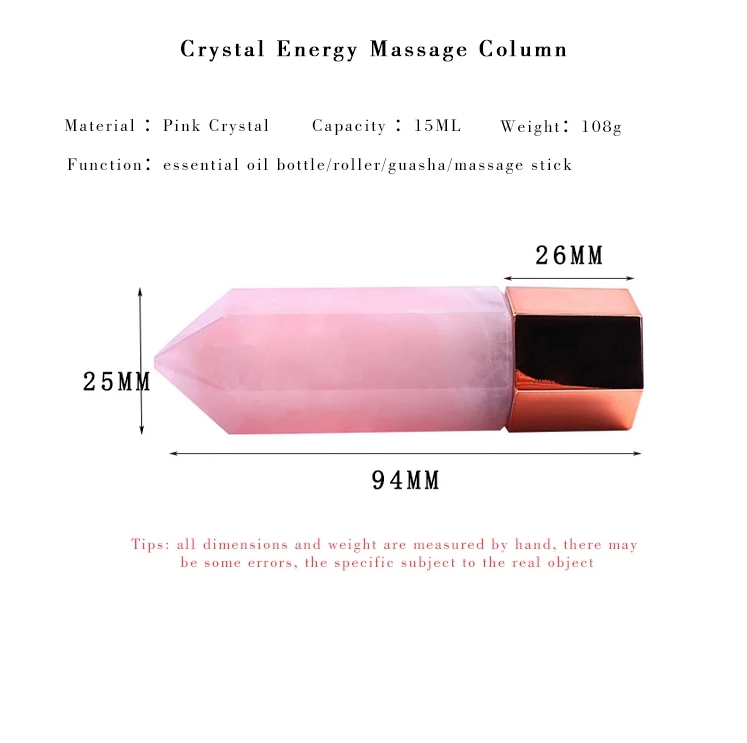 Pietra di guarigione naturale xiuyan bottiglia di profumo pietra pietra rullo rullo rullo strumento la cura della pelle la cura dell'energia pilastro di cristallo al quarzo rosa