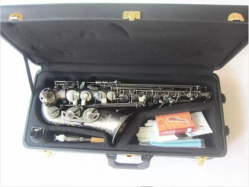 A-992 Alto Saxofon E-flat svart sax alto munstycke ligatur vass halsmusikinstrument med läderfodral gratis