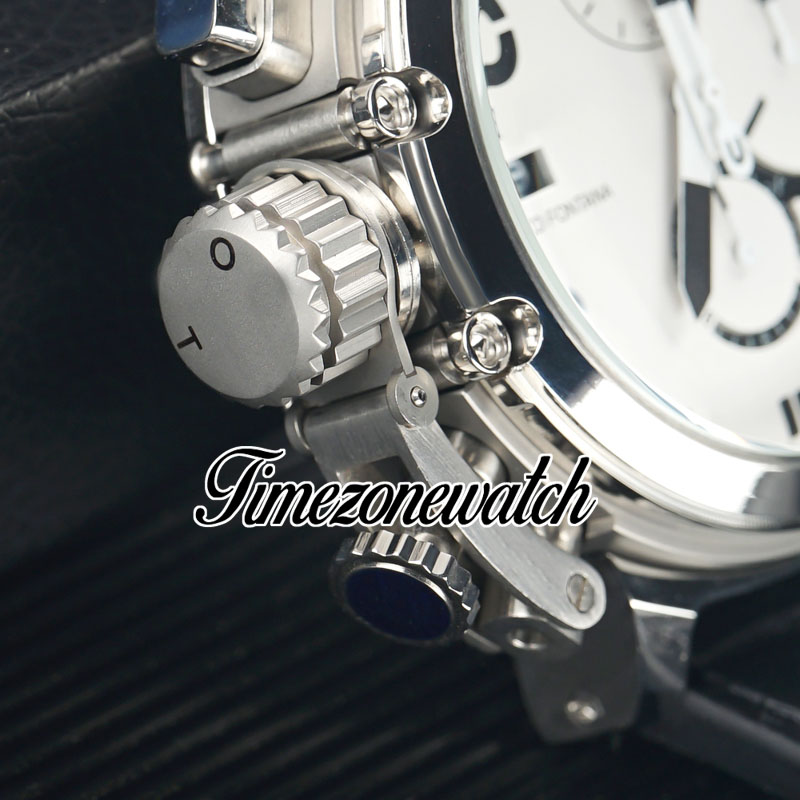 HSF canhoto de 50 mm U51 U-51 Relógio de quartzo cronógrafo chimera 7474 caixa de aço dial branco 50 mm de couro de parada de couro de novo relógios novos relógios twubzonewatch z01a