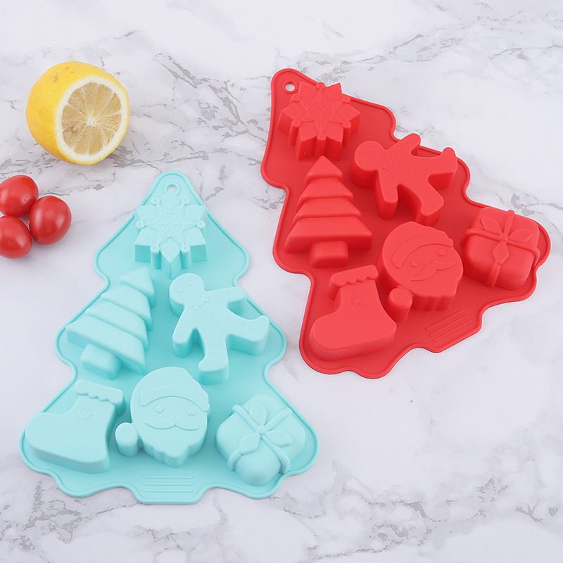 Christmas Tree Silicone Cake Mould Handmade Soap Chocolate Jello Candy and Candles Xmas Tree Santa Snowman Shape Silicone Mold