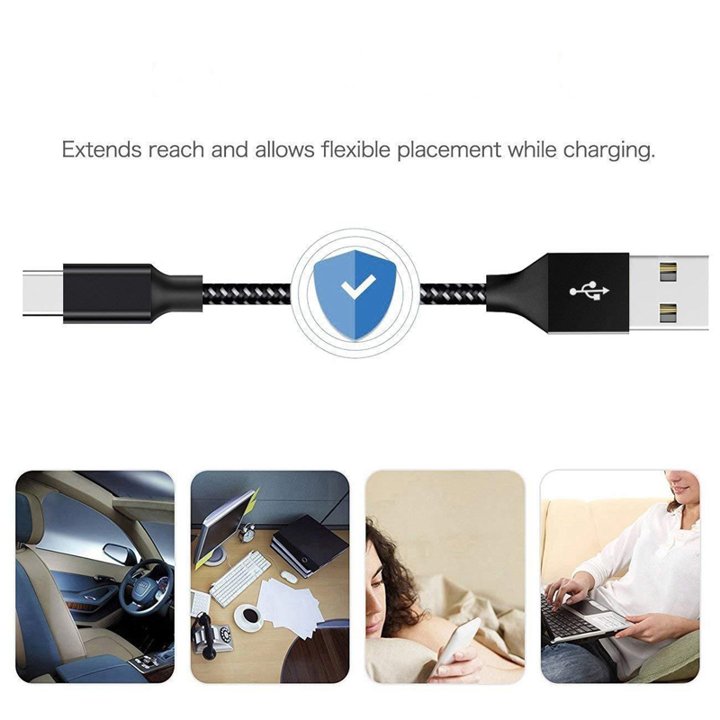최고 품질 3 피트 6 피트 빠른 충전 케이블 나일론 꼰 유형 C USB 케이블 안드로이드 USB 케이블 더 많은 Mobiel 전화 케이블
