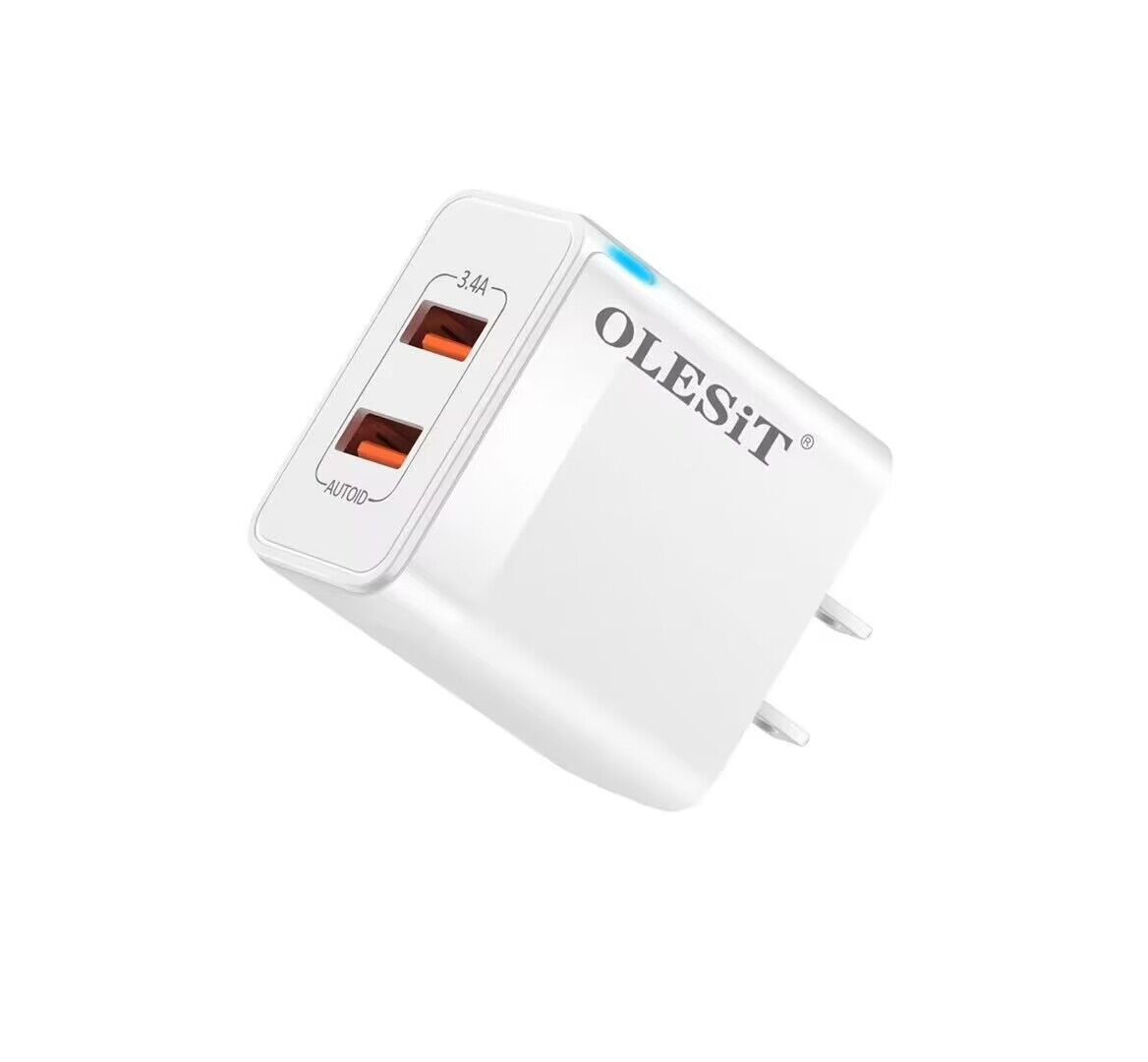 Olesit Dual USB 20W PD 3.4A Fast Wall Charger USB Type-C Port 18W för iPhone Samsung S22 15 med detaljhandeln