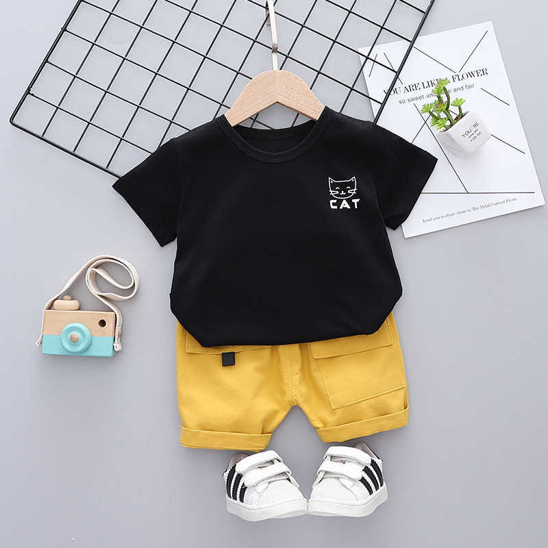 NOWOŚĆ Summer Baby Boys Girls Ubrania garnitury dla dzieci niemowlę słodkie koszulki z kreskówki z kieszonkami kieszonkami