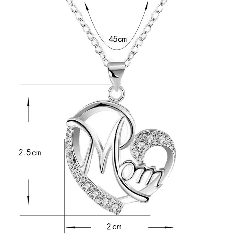 Diamond Heart Pendant Necklaces Alloy MOM Peach Heart Necklace Mother's Day Gift Fashion Jewelry Accessories